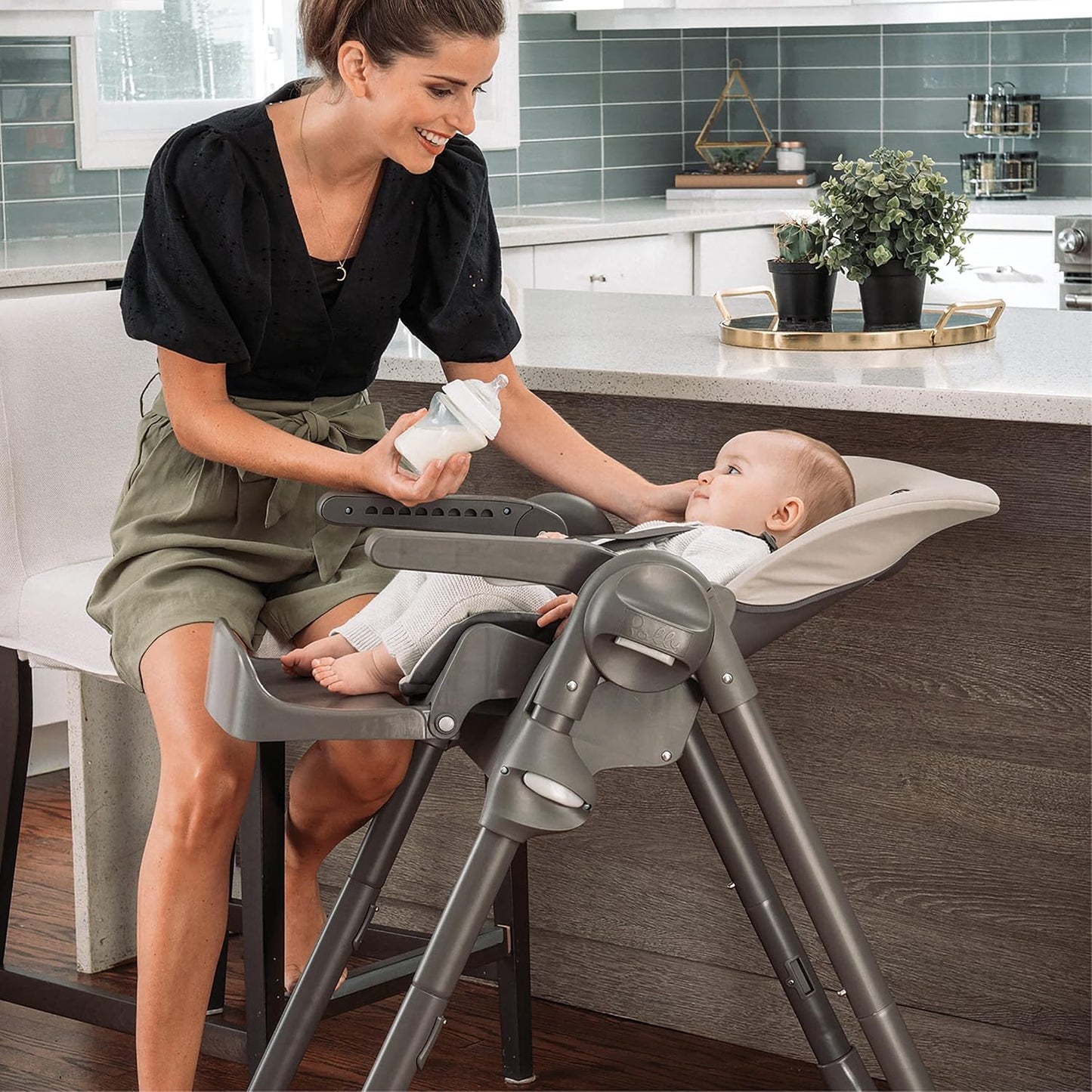 Chicco Polly Foldable High Chair for Babies and Toddlers, Space-Saving | Taupe (Open Box)