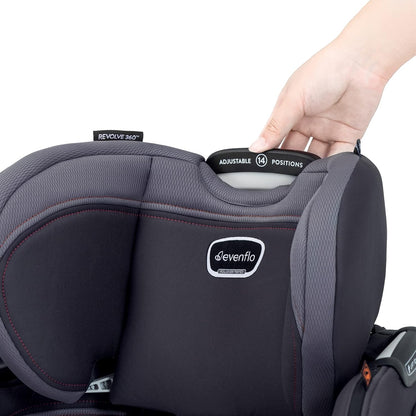 Evenflo Revolve360 Extend Convertible Car Seat with 360 Degree Rotation, Extended Rear-Facing, Forward-Facing, Booster Mode, and Secure Latch Install, Rowe Pink