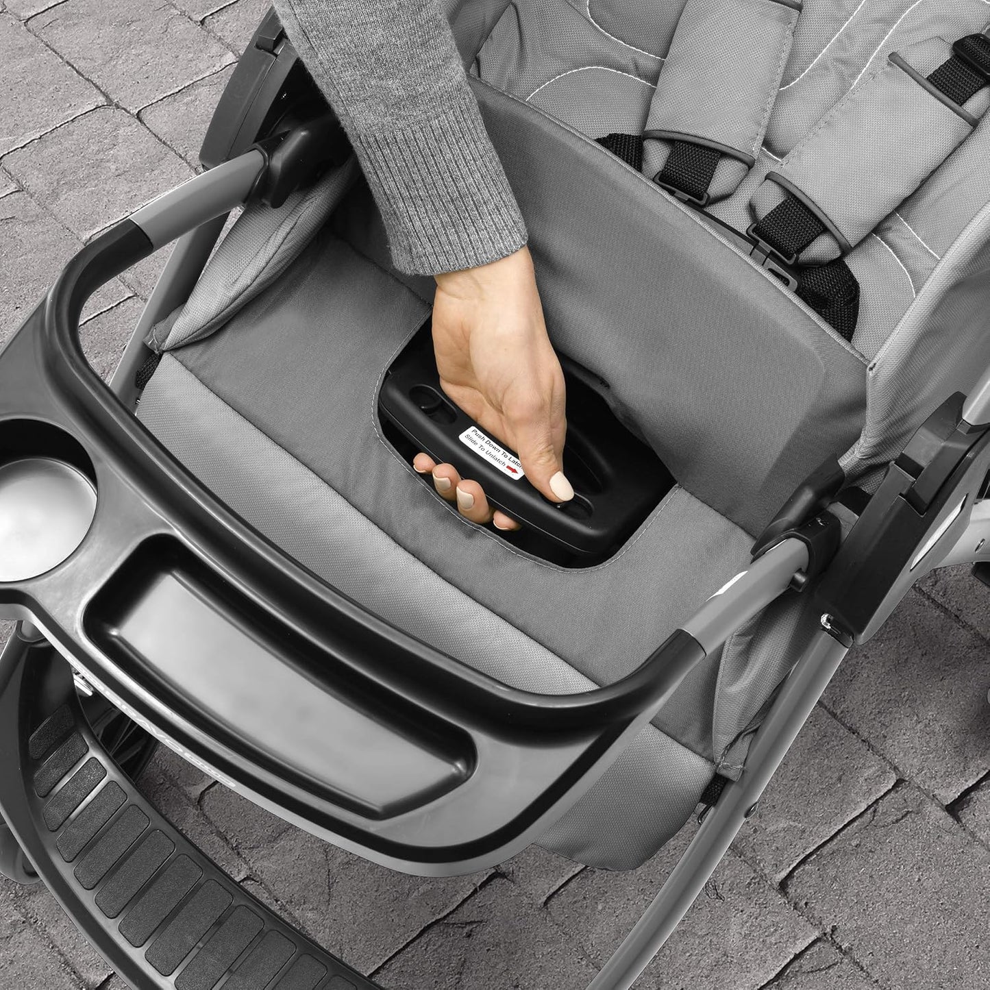 Chicco Mini Bravo Plus Travel System, Mini Bravo Plus Stroller with KeyFit 30 Infant Car Seat and Base, Slate/Grey (Open Box)
