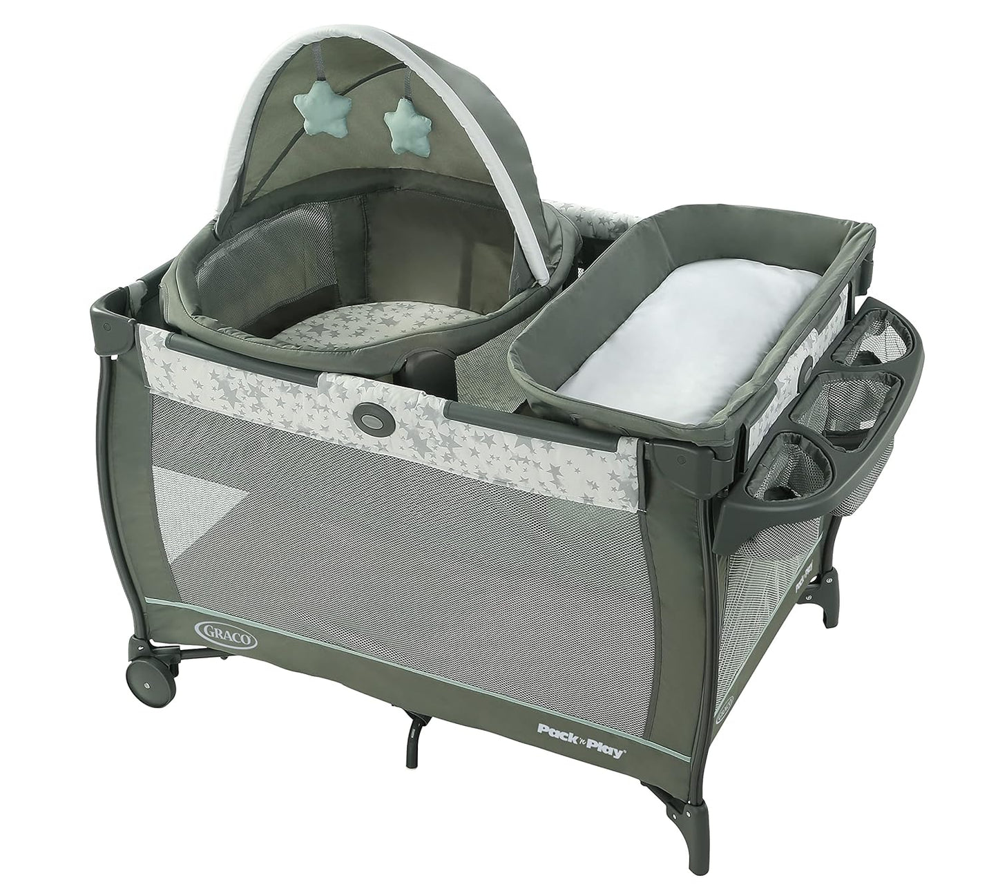 PaGraco Pack ’n Play Travel Dome Playard, Portable Bassinet with UV Canopy, Full‑Size Infant Bassinet, Diaper Changerck 'n Play® Travel Dome™ Playard in Oskar