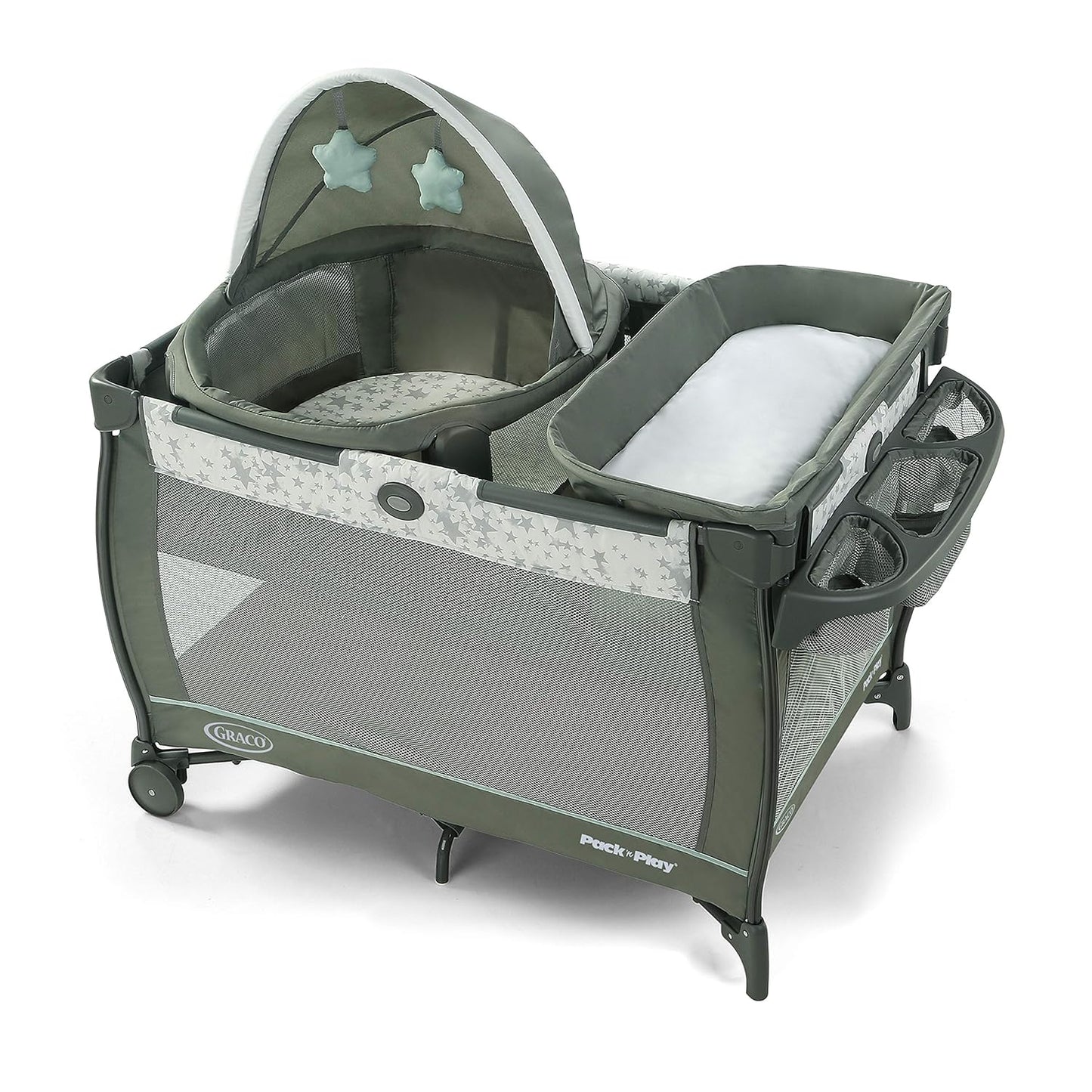 PaGraco Pack ’n Play Travel Dome Playard, Portable Bassinet with UV Canopy, Full‑Size Infant Bassinet, Diaper Changerck 'n Play® Travel Dome™ Playard in Oskar