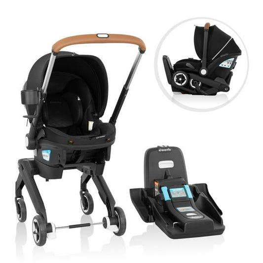Evenflo Gold Shyft DualRide with Carryall Storage infant car seat and stroller combo (Onyx Black)