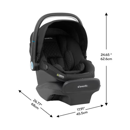 Evenflo Revolve180 LiteMax NXT Rotational Infant Car Seat with SensorySoothe - Jasper Black (new)