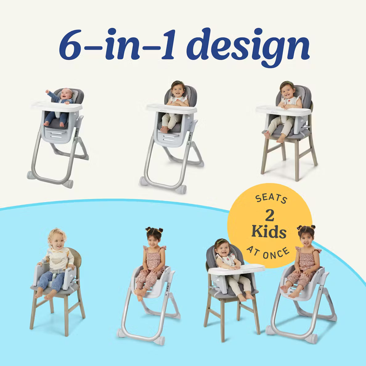 DuoDiner® DLX 6-in-1 Highchair Arlo (grey)