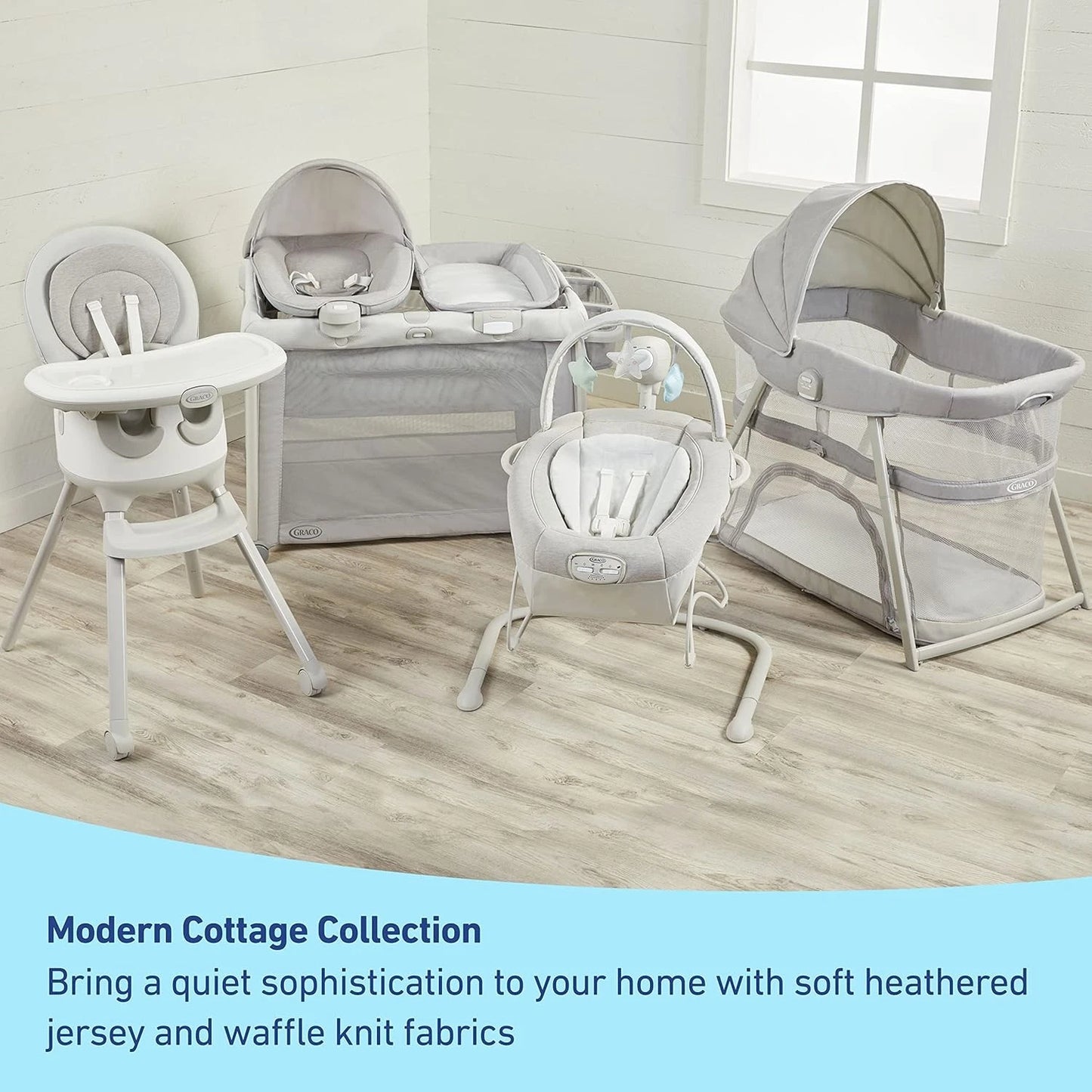 Graco DreamMore 3-in-1 Portable Bassinet & Travel Crib, Modern Cottage