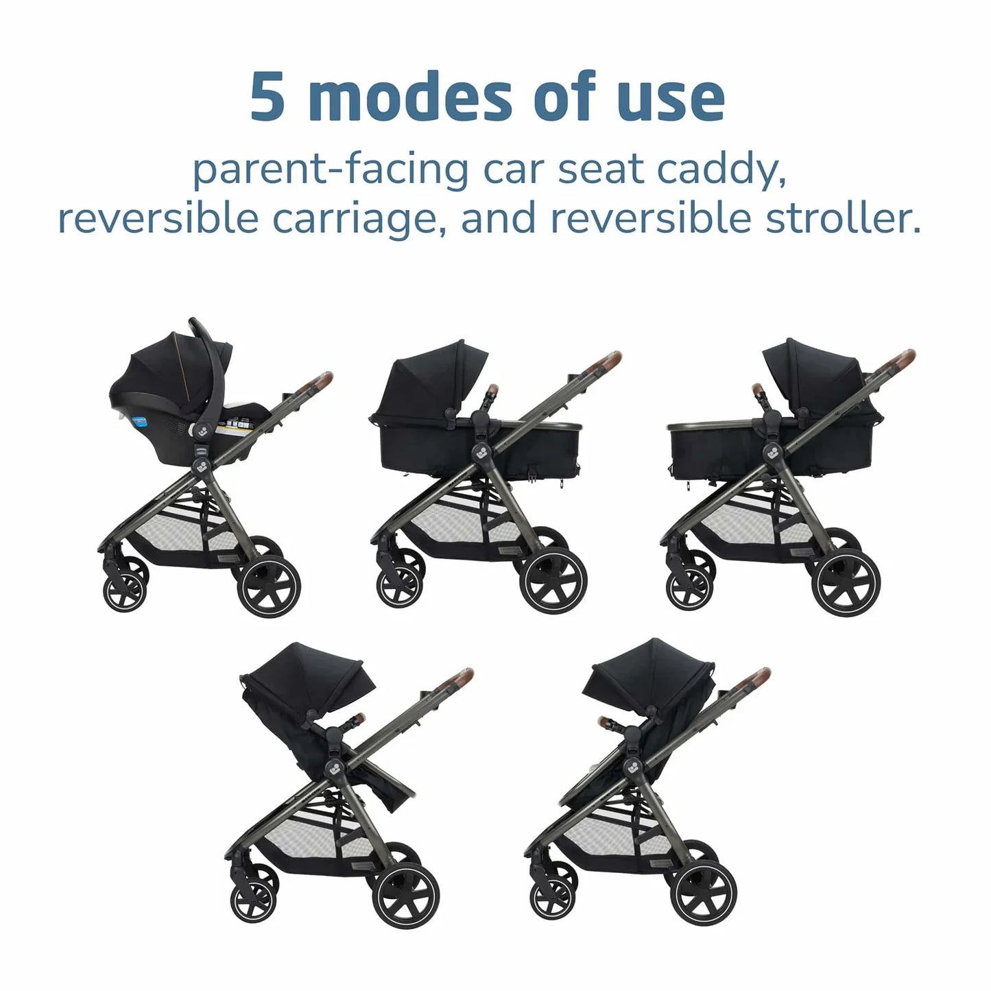 Maxi Cosi Zelia 2 Luxe 5 in 1 Modular Travel System in Onyx Sand
